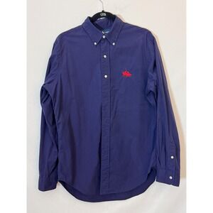 VTG Ralph‎ Lauren Dual Match Pony Shirt Navy Blue Long Sleeve Classic Fit M